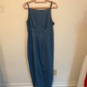 Denim Sleeveless Midi Dress - Blue